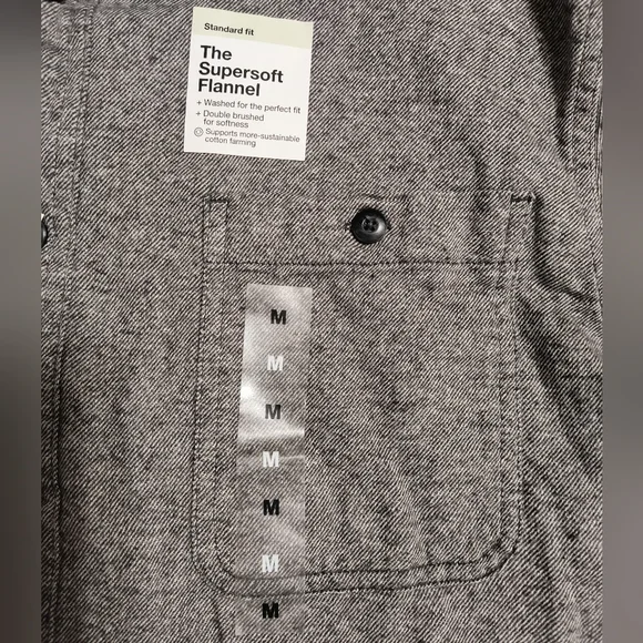 NWT Sonoma the Super Soft Flannel button down shirt, men's medium, gray - Picture 5 of 13